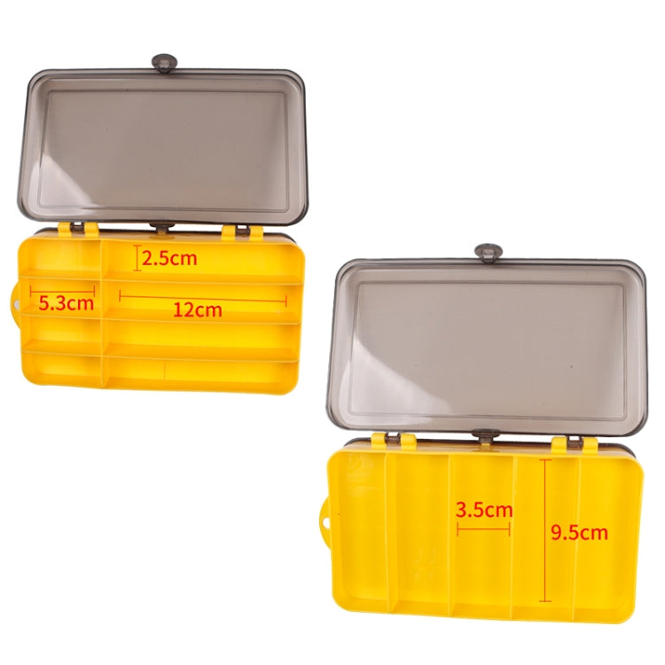 Portable Outdoor Lure Box Transparent Plastic Double-sided Storage Box, Size: 18 x 10 x 5cm(Yellow + White)
