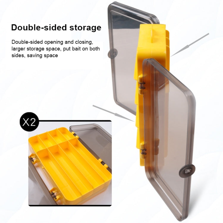 Portable Outdoor Lure Box Transparent Plastic Double-sided Storage Box, Size: 18 x 10 x 5cm(Yellow + White)