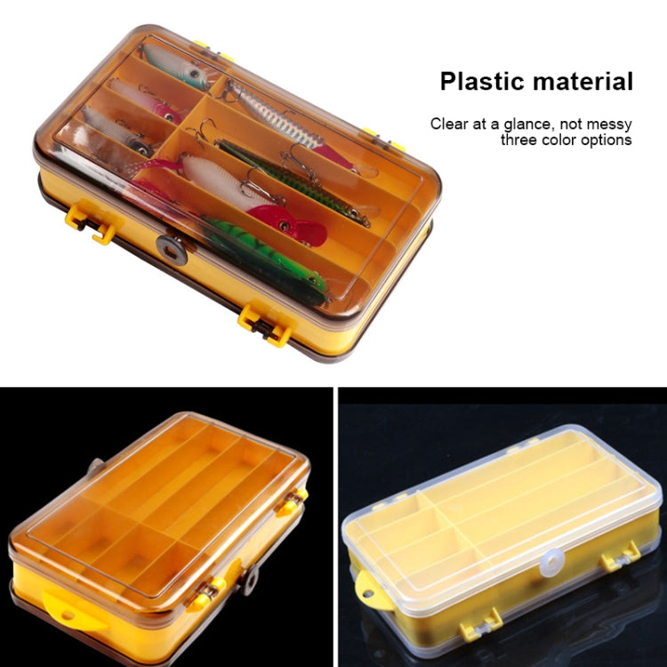 Portable Outdoor Lure Box Transparent Plastic Double-sided Storage Box, Size: 18 x 10 x 5cm(Yellow + White)