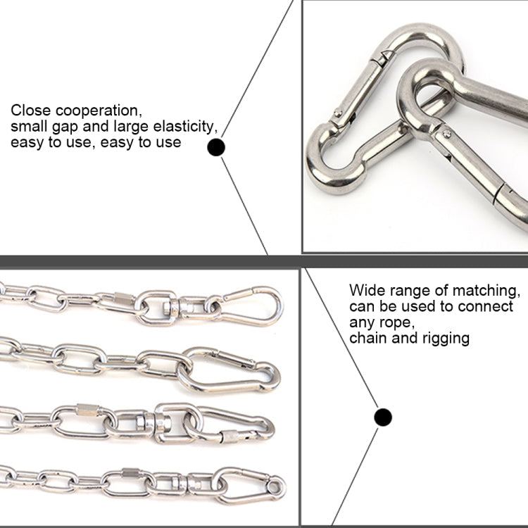 M8 Stainless Steel Carabiner Spring Hook Multi-tool Mountaineering Buckle Lock Camping Hook Rope, Inner Diameter: 7.82mm