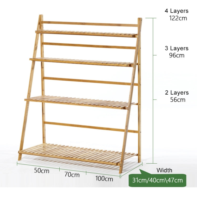 Bamboo 3-Tier Hanging Plant Stand Planter Shelves Flower Pot Storage Rack Folding Display Shelving Plants Shelf, Width: 70cm(Apricot)