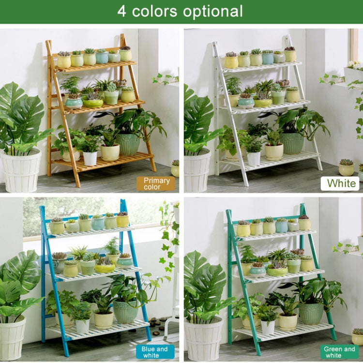Bamboo 3-Tier Hanging Plant Stand Planter Shelves Flower Pot Storage Rack Folding Display Shelving Plants Shelf, Width: 70cm(Apricot)