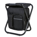 Outdoor Portable Folding Camping Chair Light Fishing Beach Chair Stainless Steel Pipe Folding Chair with Ice Bag(Black)