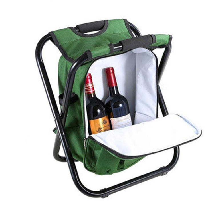 Outdoor Portable Folding Camping Chair Light Fishing Beach Chair Stainless Steel Pipe Folding Chair with Ice Bag(Green)