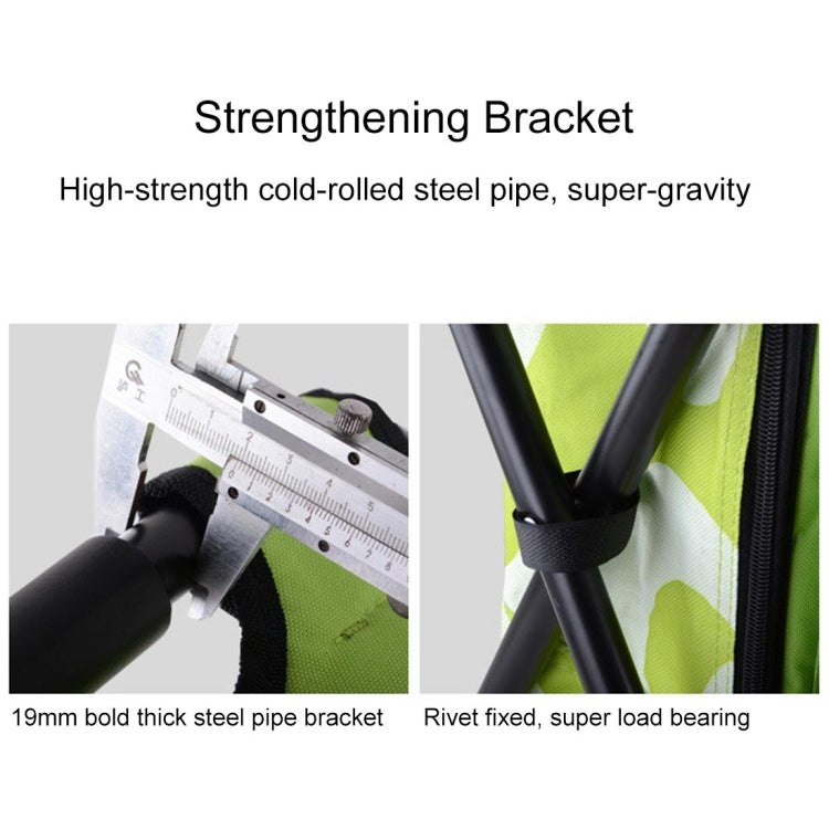 Outdoor Portable Folding Camping Chair Light Fishing Beach Chair Stainless Steel Pipe Folding Chair with Ice Bag(Green)