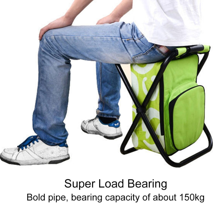 Outdoor Portable Folding Camping Chair Light Fishing Beach Chair Stainless Steel Pipe Folding Chair with Ice Bag(Green)