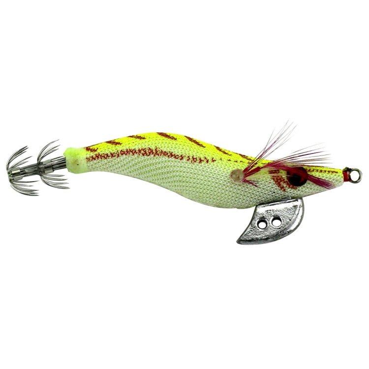 HENGJIA 3# 8cm Plastic Hard Baits Squid Fishing Lures Decoy Wood Shrimp Baits(Yellow)