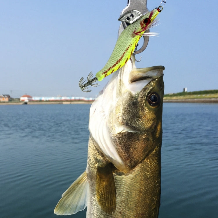 HENGJIA 3# 8cm Plastic Hard Baits Squid Fishing Lures Decoy Wood Shrimp Baits(Yellow)