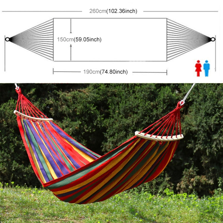 Outdoor Rollover-resistant Double Person Canvas Hammock Portable Beach Swing Bed with Wooden Sticks, Size: 190 x 150cm(Red)