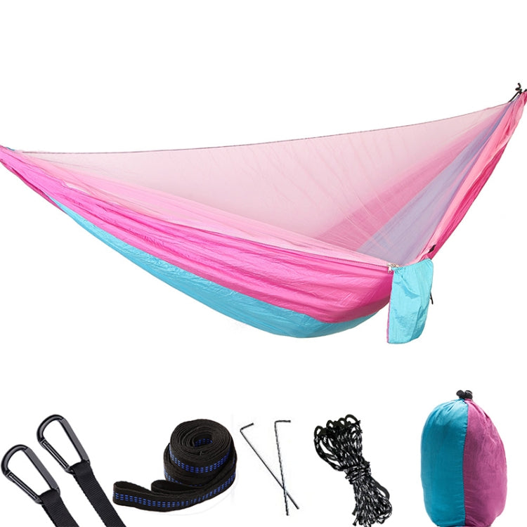 Portable Outdoor Parachute Hammock with Mosquito Nets (Pink Blue)