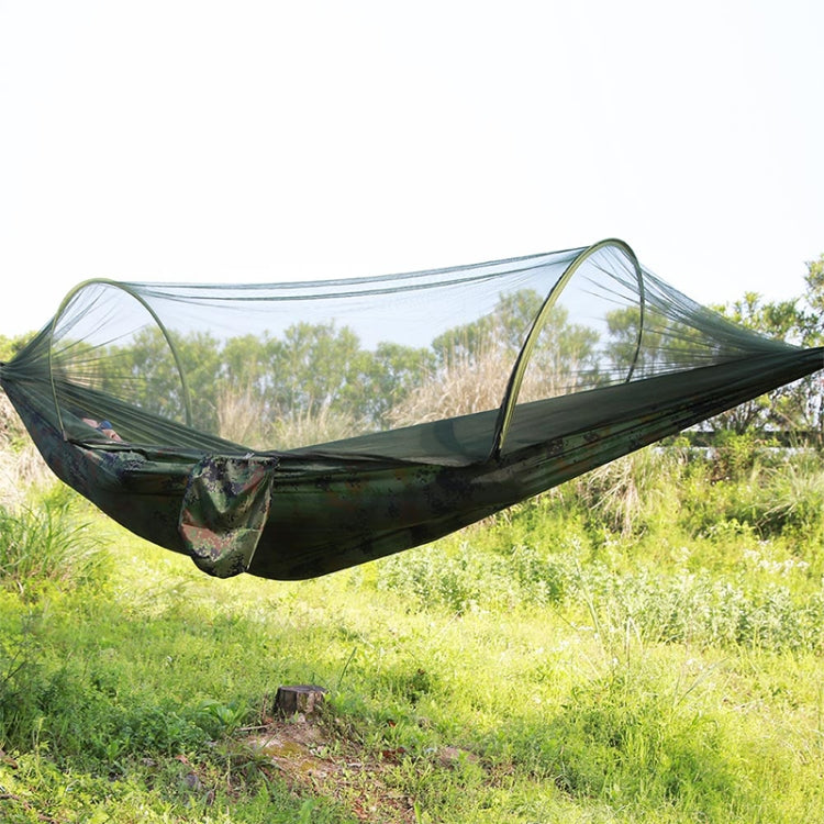 Portable Outdoor Camping Full-automatic Nylon Parachute Hammock with Mosquito Nets, Size : 290 x 140cm (Camouflage)