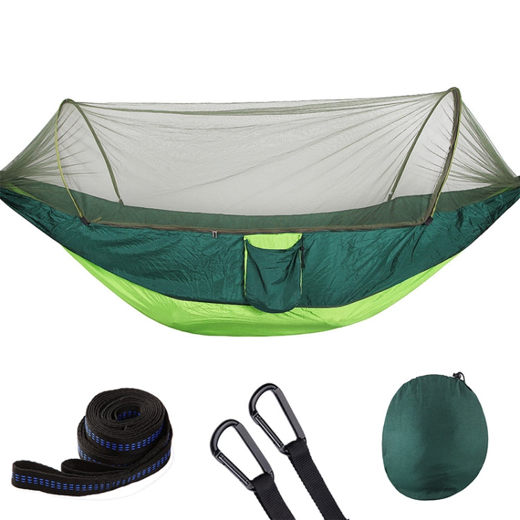 Portable Outdoor Camping Full-automatic Nylon Parachute Hammock with Mosquito Nets, Size : 290 x 140cm (Green)