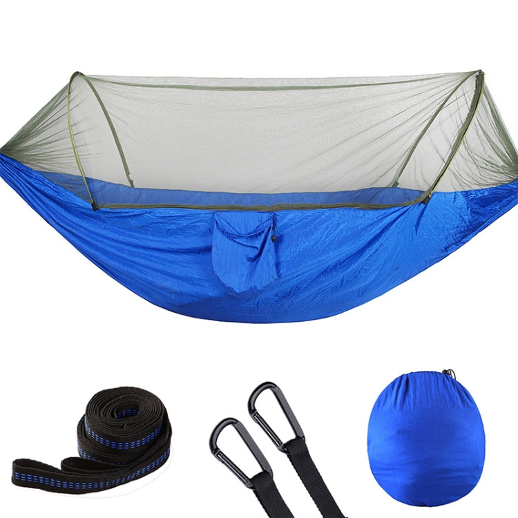 Portable Outdoor Camping Full-automatic Nylon Parachute Hammock with Mosquito Nets, Size : 290 x 140cm (Blue)