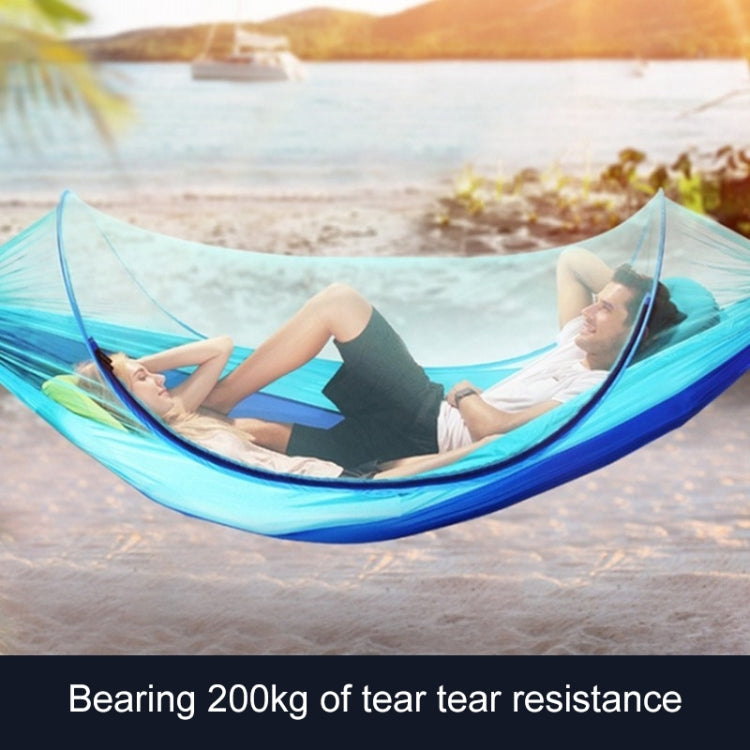 Portable Outdoor Camping Full-automatic Nylon Parachute Hammock with Mosquito Nets, Size : 290 x 140cm (Blue)
