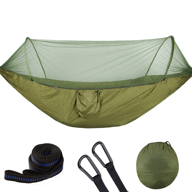 Portable Outdoor Camping Full-automatic Nylon Parachute Hammock with Mosquito Nets, Size : 250 x 120cm (Army Green)