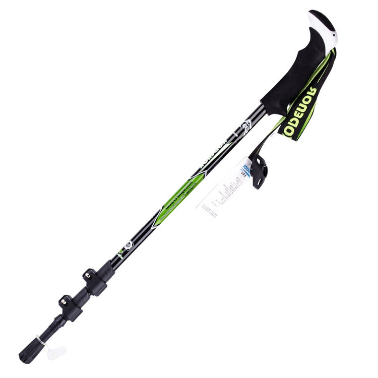 KODENOR Outdoor Mountaineering Portable Foldable Carbon Fibre Straight Handle Alpenstocks Trekking Poles, Length : 63-135CM (Black+green)
