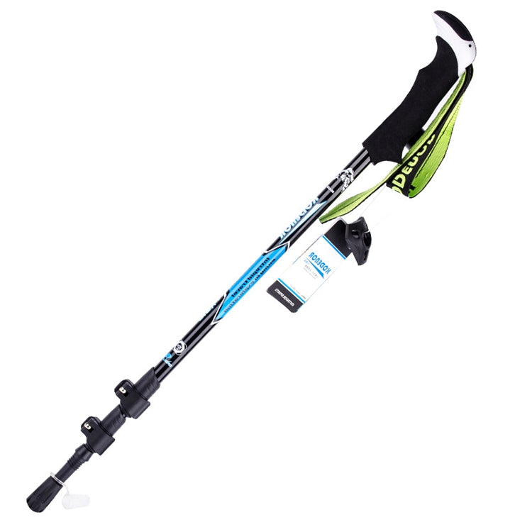 KODENOR Outdoor Mountaineering Portable Foldable Carbon Fibre Straight Handle Alpenstocks Trekking Poles, Length : 63-135CM (Black Blue)