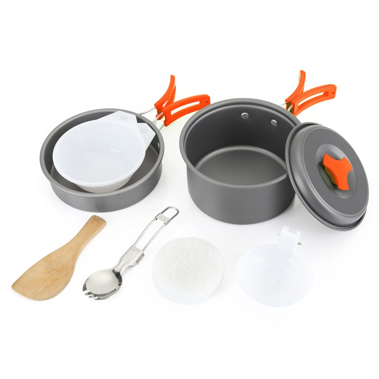 Aotu AT6385 Outdoor Camping Tableware Pots Cookwear Set for 1-2 Person(Orange)