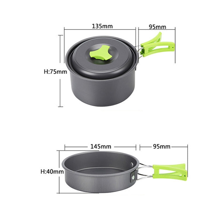 Aotu AT6385 Outdoor Camping Tableware Pots Cookwear Set for 1-2 Person(Orange)
