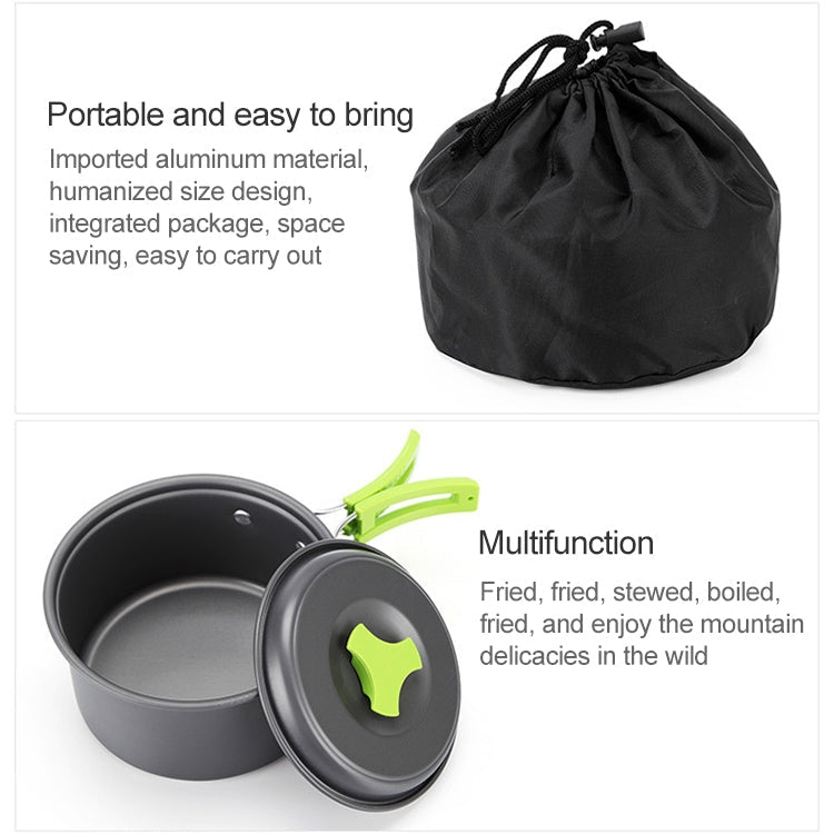 Aotu AT6385 Outdoor Camping Tableware Pots Cookwear Set for 1-2 Person(Orange)