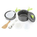 Aotu AT6385 Outdoor Camping Tableware Pots Cookwear Set for 1-2 Person(Green)