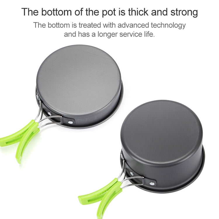 Aotu AT6385 Outdoor Camping Tableware Pots Cookwear Set for 1-2 Person(Green)