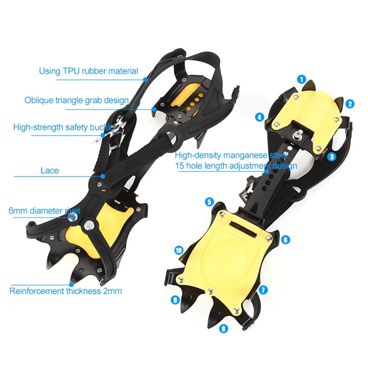 Aotu AT8701 One Pair 10 Teeth Anti-Slip Ice Gripper Snow Climbing Shoes Covers(Orange)