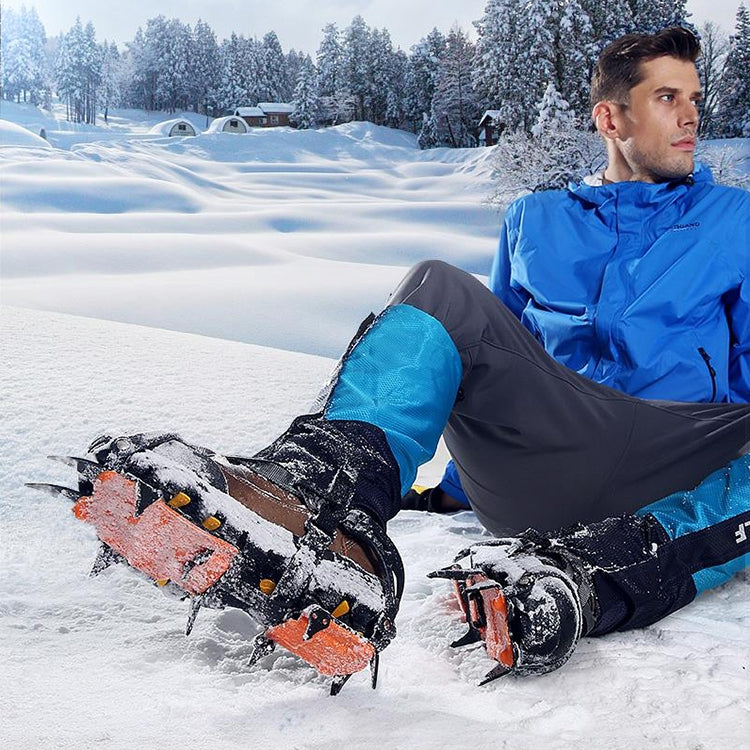 Aotu AT8701 One Pair 10 Teeth Anti-Slip Ice Gripper Snow Climbing Shoes Covers(Orange)