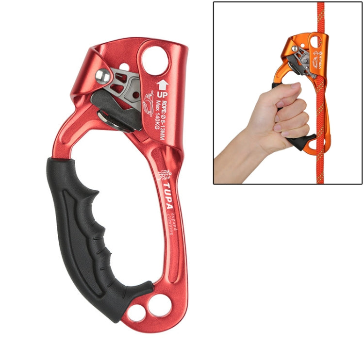 XINDA TP-8606 Outdoor Rock Climbing Aerial Work Anti-fall Handheld Rope Gripper for 8-12mm Diameter Rope left(Red)