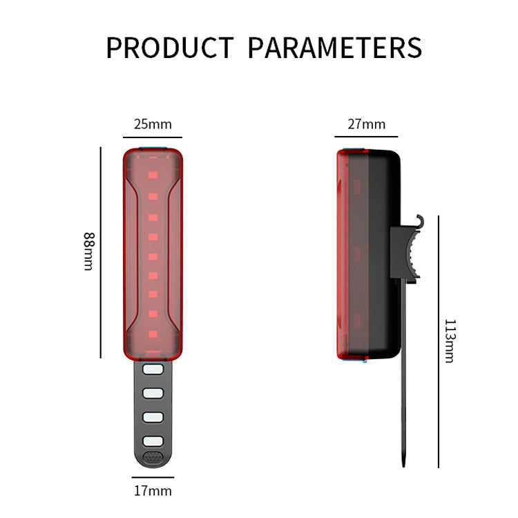 A02 Bicycle Taillight Bicycle Riding Motorcycle Electric Car LED Mountain Bike USB Charging Safety Warning Light (50 Hours, Color Box)