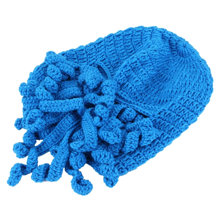 Amurleopard Unisex Barbarian Knit Beanie Octopus Tentacle Cap Winter Warm Face Mask Crochet Hat(Blue)