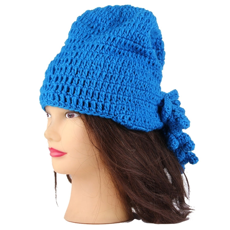 Amurleopard Unisex Barbarian Knit Beanie Octopus Tentacle Cap Winter Warm Face Mask Crochet Hat(Blue)