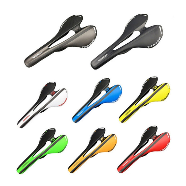 TOSEEK Road Bike Carbon Fiber Seat Bicycle Hollow Seat Saddle, 3K Texture + Extinction(White)