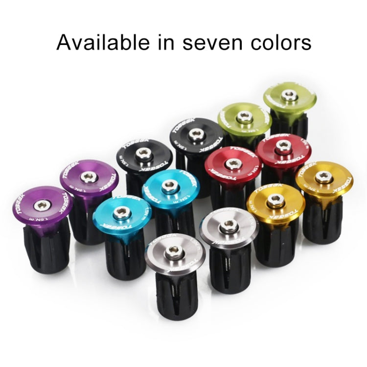 TOSEEK 1 Pair Mountain Bike Handlebar Grips Caps End Plug Aluminum Alloy Bicycle  Bar Ends Plug (Blue)