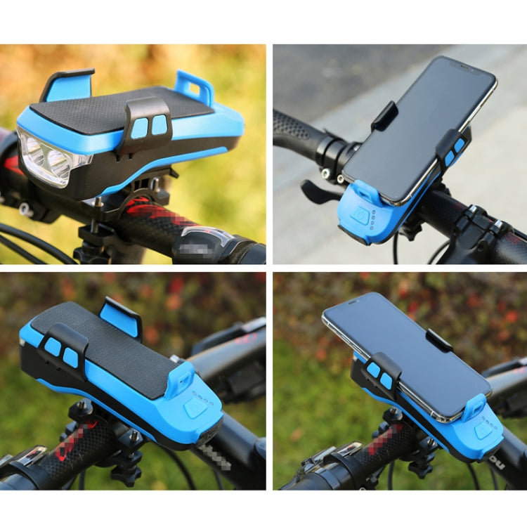 USB Charging Bicycle Light Front Handlebar Led Light , with Holder & Electric Horn, 2400mAh Battery(Black)