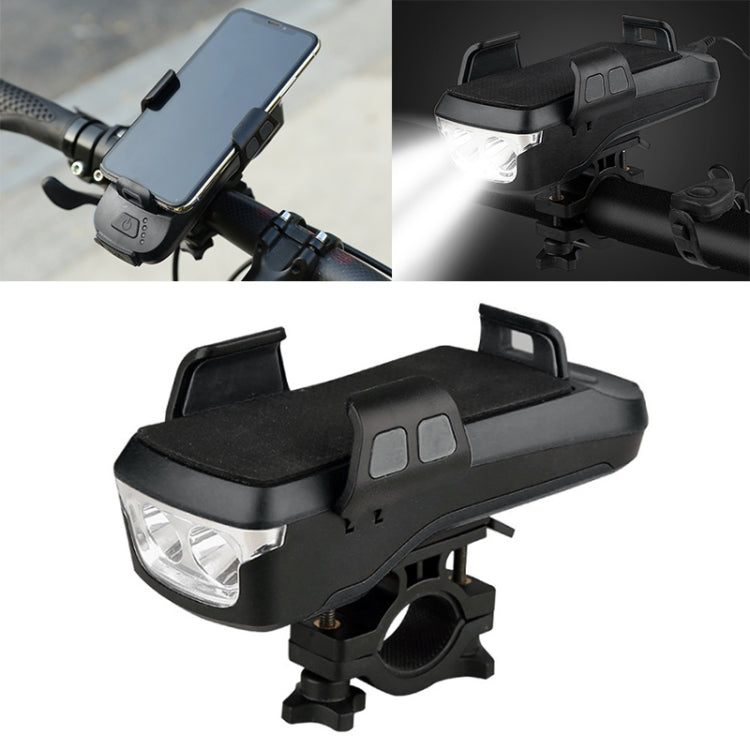Multifunction 4  in 1 Phone Holder Bicycle Bell Cycling Lamp Flashlight(Black)