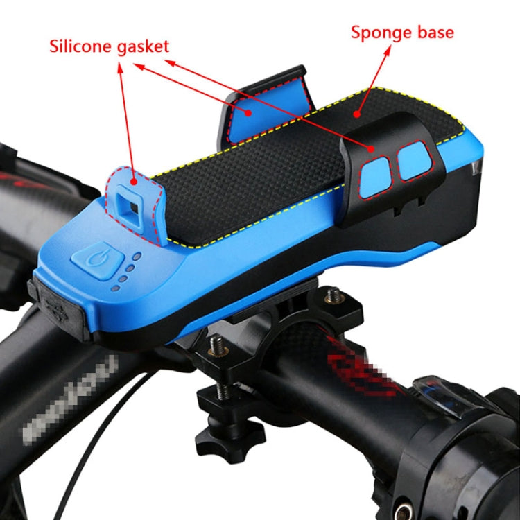 Multifunction 4  in 1 Phone Holder Bicycle Bell Cycling Lamp Flashlight(Black)