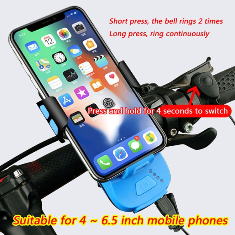 Multifunction 4  in 1 Phone Holder Bicycle Bell Cycling Lamp Flashlight(Black)