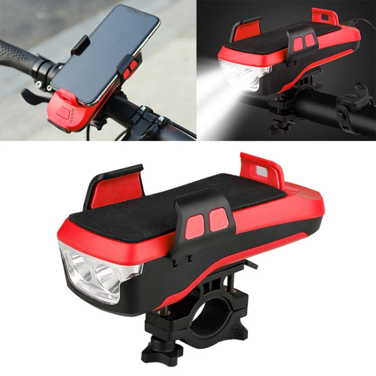 Multifunction 4  in 1 Phone Holder Bicycle Bell Cycling Lamp Flashlight(Red)