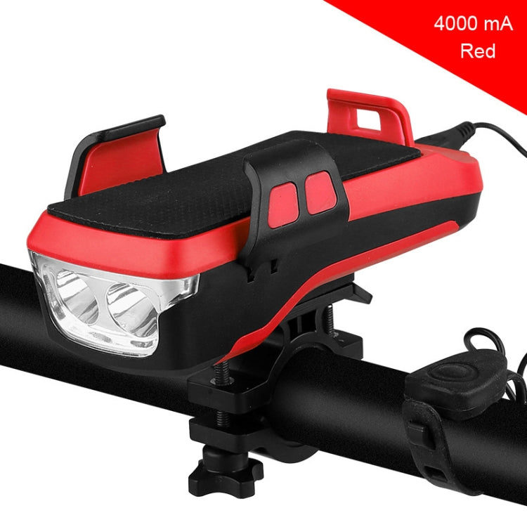 Multifunction 4  in 1 Phone Holder Bicycle Bell Cycling Lamp Flashlight(Red)