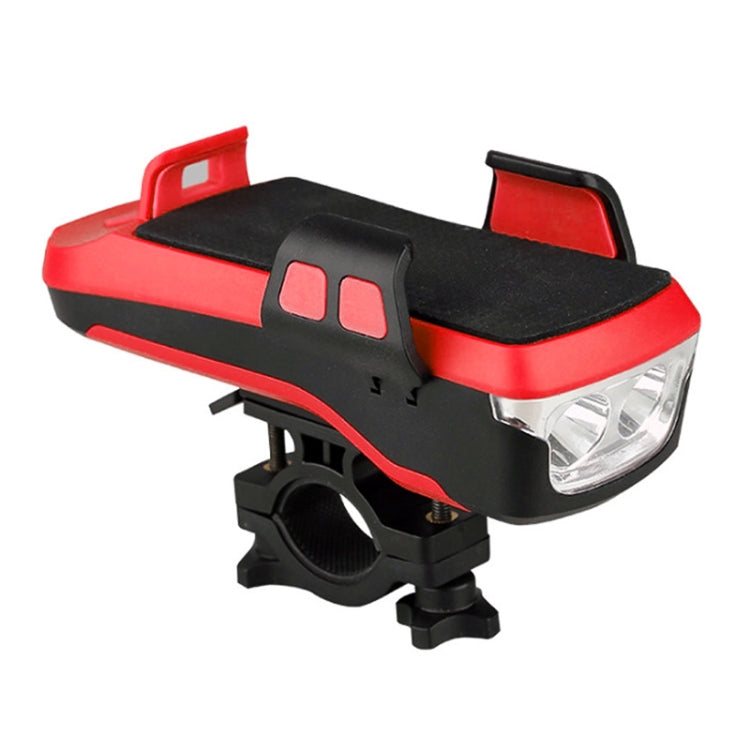 Multifunction 4  in 1 Phone Holder Bicycle Bell Cycling Lamp Flashlight(Red)