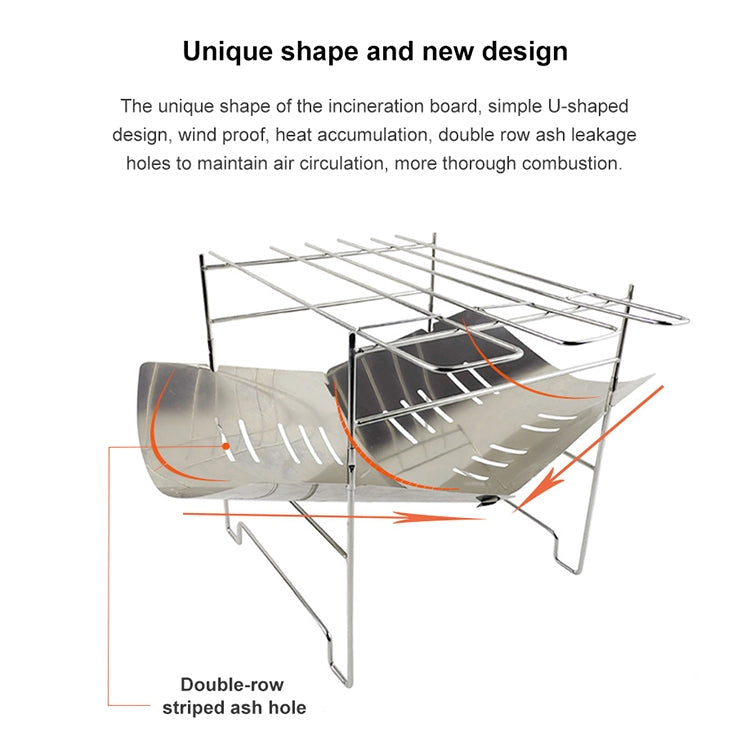 Outdoor Camp Portable Folding Stainless Steel Barbecue Charcoal Grill + Wire Mesh (Silver)