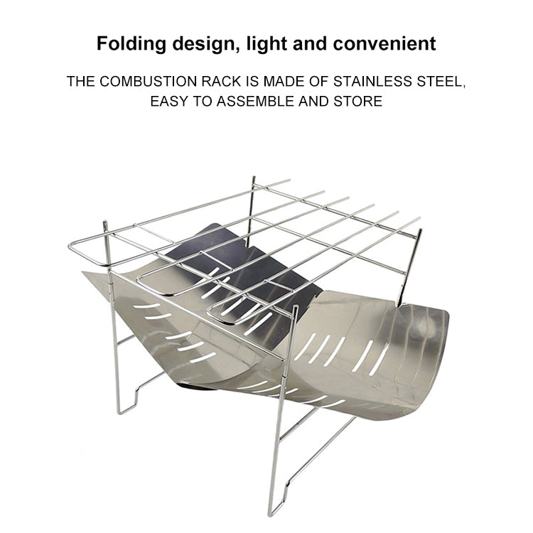 Outdoor Camp Portable Folding Stainless Steel Barbecue Charcoal Grill + Base Plate (Silver)