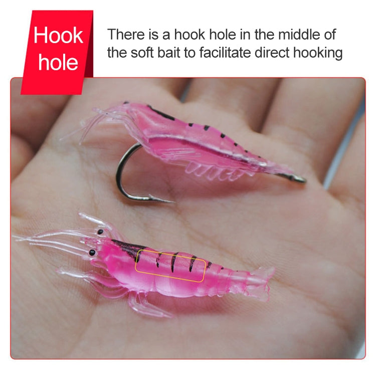 10 PCS 4cm Fishing Soft Artificial Shrimp Bait Lures Popper Poper Baits with Hook(Fluorescent)