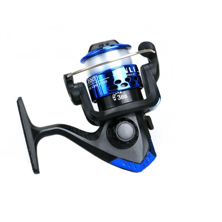 JL200 Plating Plastic 3 Ball Bearings Handle Fishing Spinning Reel  with Transparent Lines(Blue)