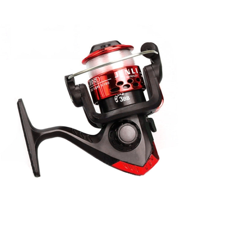 JL200 Plating Plastic 3 Ball Bearings Handle Fishing Spinning Reel  with Transparent Lines(Red)