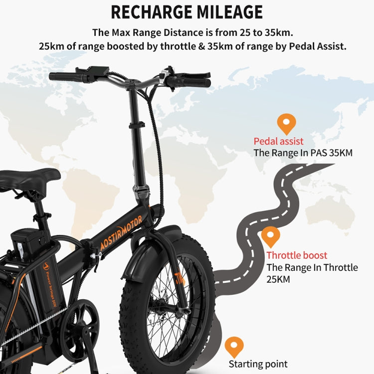 [US Warehouse] AOSTIRMOTOR A20 500W 36V 13AH Folding Electric Bicycle with 20 inch Tires for Adults(Black)