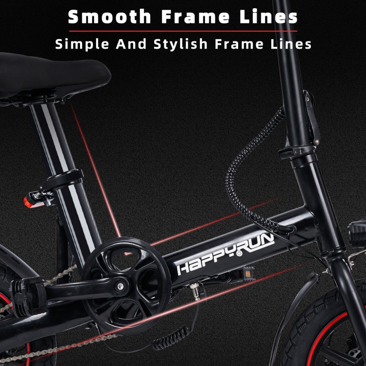 [EU Warehouse] HAPPYRUN HR-X40 350W 36V / 6AH Electric Bicycle with 14 inch Tires, EU Plug(Black)
