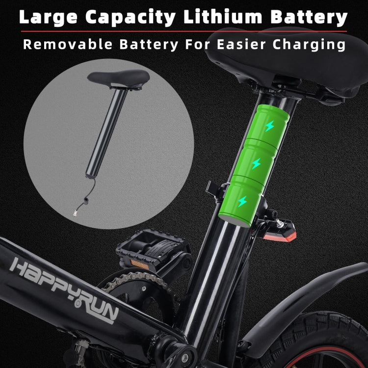 [EU Warehouse] HAPPYRUN HR-X40 350W 36V / 6AH Electric Bicycle with 14 inch Tires, EU Plug(Black)