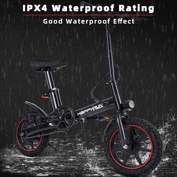 [EU Warehouse] HAPPYRUN HR-X40 350W 36V / 6AH Electric Bicycle with 14 inch Tires, EU Plug(Black)